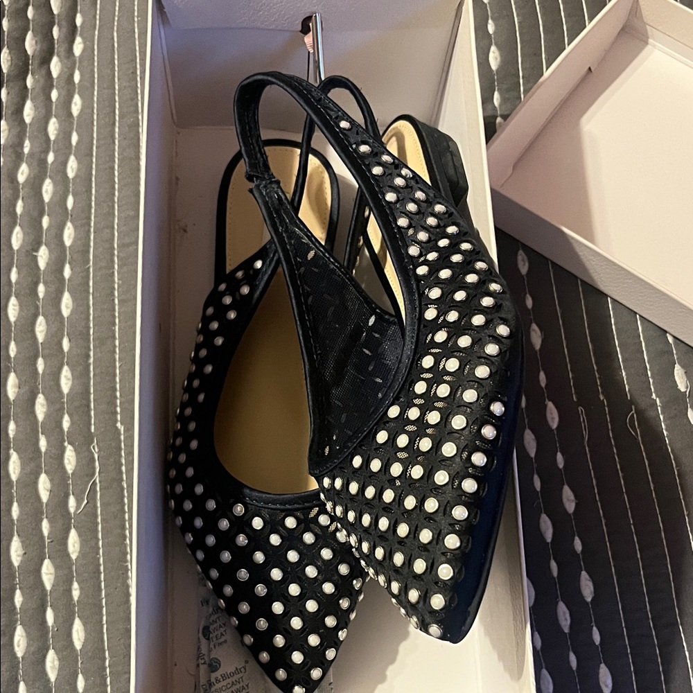 Elegant Blue and White Women's Slingback Shoes